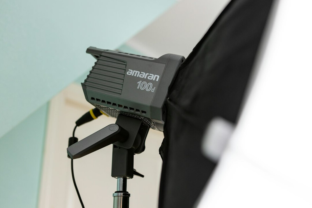 Television studio floor with cameras and lighting rig